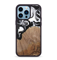 iPhone 14 Pro Max Wood Phone Case - Silvio (Black & White, 730117)