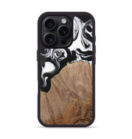 iPhone 16 Pro Wood Phone Case - Silvio (Black & White, 730117)