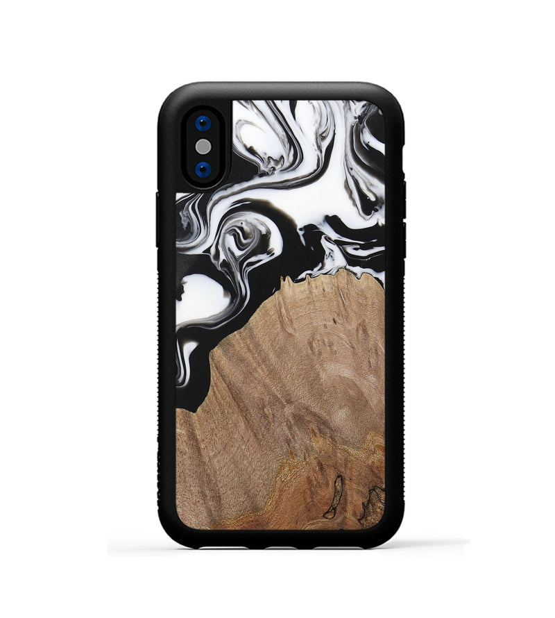 iPhone Xs Wood Phone Case - Silvio (Black & White, 730117)