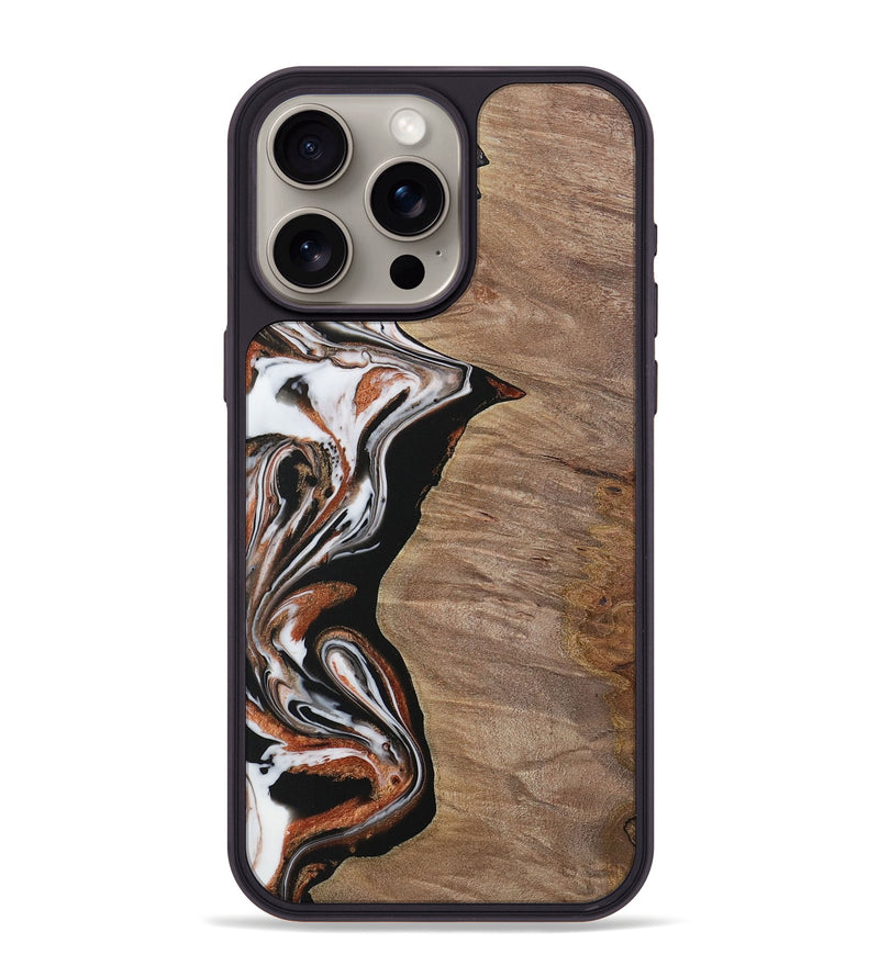 iPhone 15 Pro Max Wood Phone Case - Lynelle (Black & White, 730118)