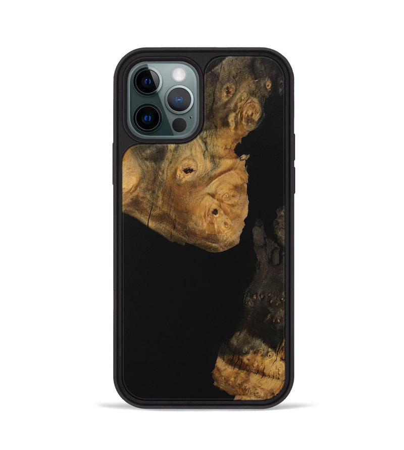 iPhone 12 Pro Wood Phone Case - Shir (Pure Black, 730171)