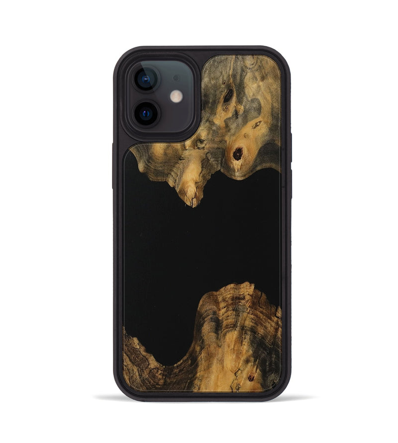 iPhone 12 Wood Phone Case - Elleke (Pure Black, 730176)