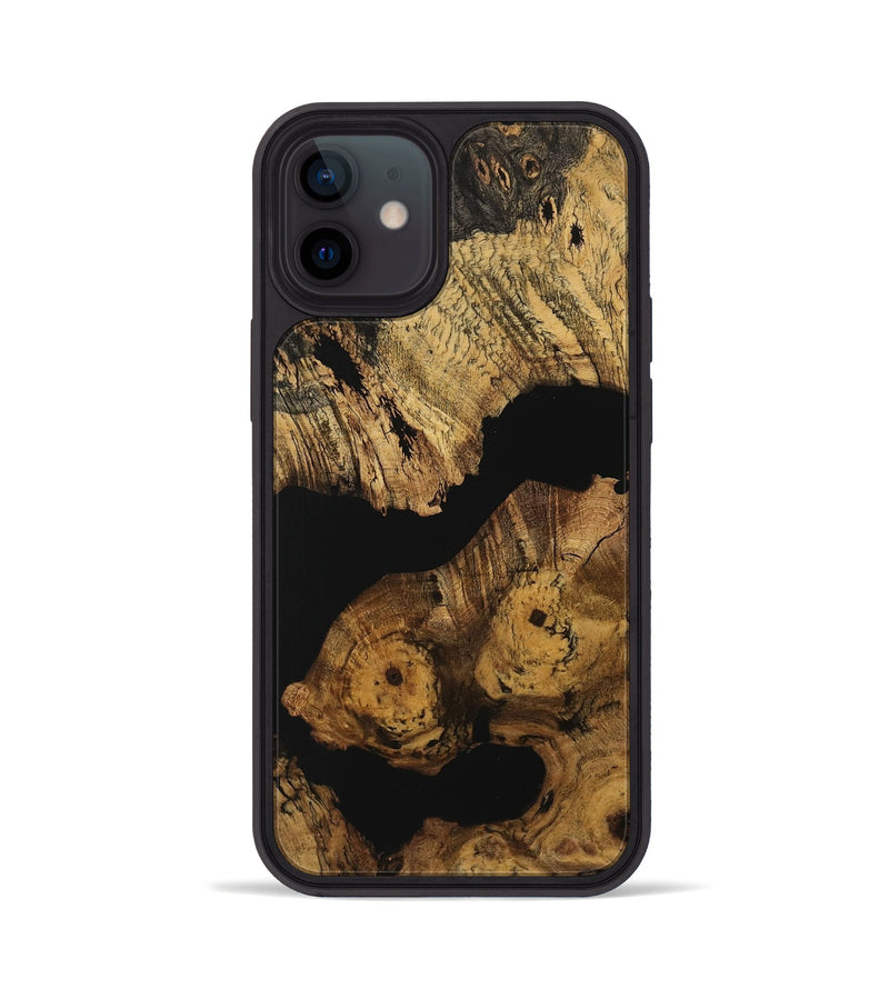 iPhone 12 Wood Phone Case - Elnore (Pure Black, 730177)