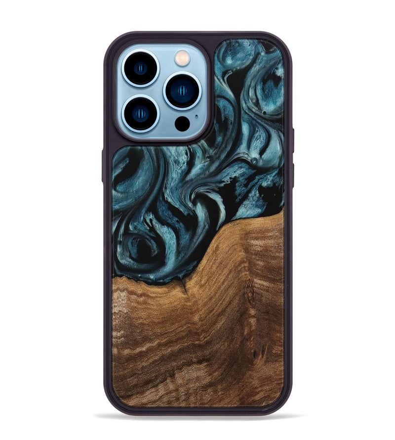 iPhone 14 Pro Max Wood Phone Case - Bobbe (Blue, 730218)