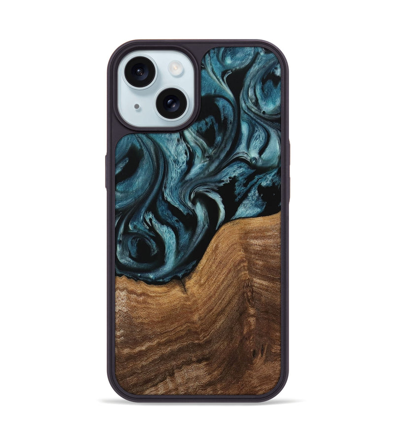 iPhone 15 Wood Phone Case - Bobbe (Blue, 730218)