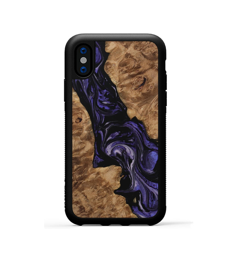 iPhone Xs Wood Phone Case - Elna (Purple, 730222)