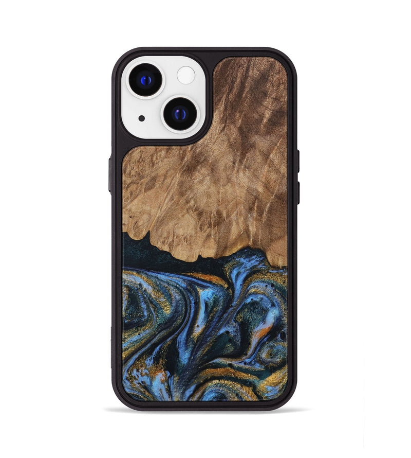 iPhone 13 Wood Phone Case - Vinay (Teal & Gold, 730240)