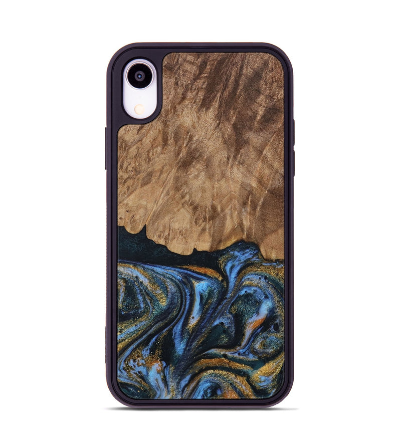 iPhone Xr Wood Phone Case - Vinay (Teal & Gold, 730240)