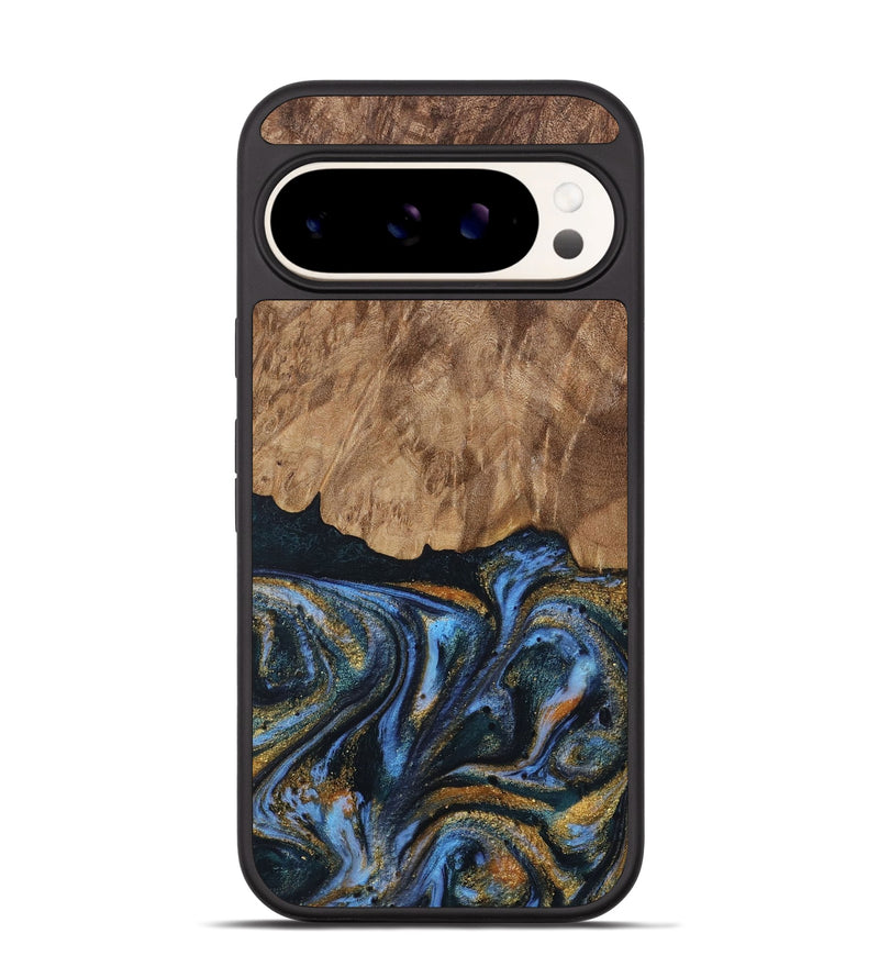 Pixel 9 Wood Phone Case - Vinay (Teal & Gold, 730240)