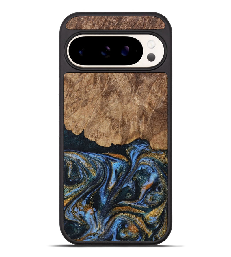 Pixel 9 Pro XL Wood Phone Case - Vinay (Teal & Gold, 730240)