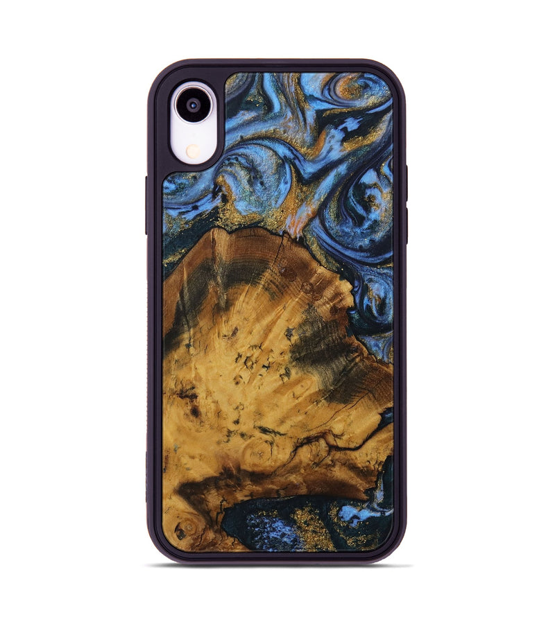 iPhone Xr Wood Phone Case - Yehuda (Teal & Gold, 730242)