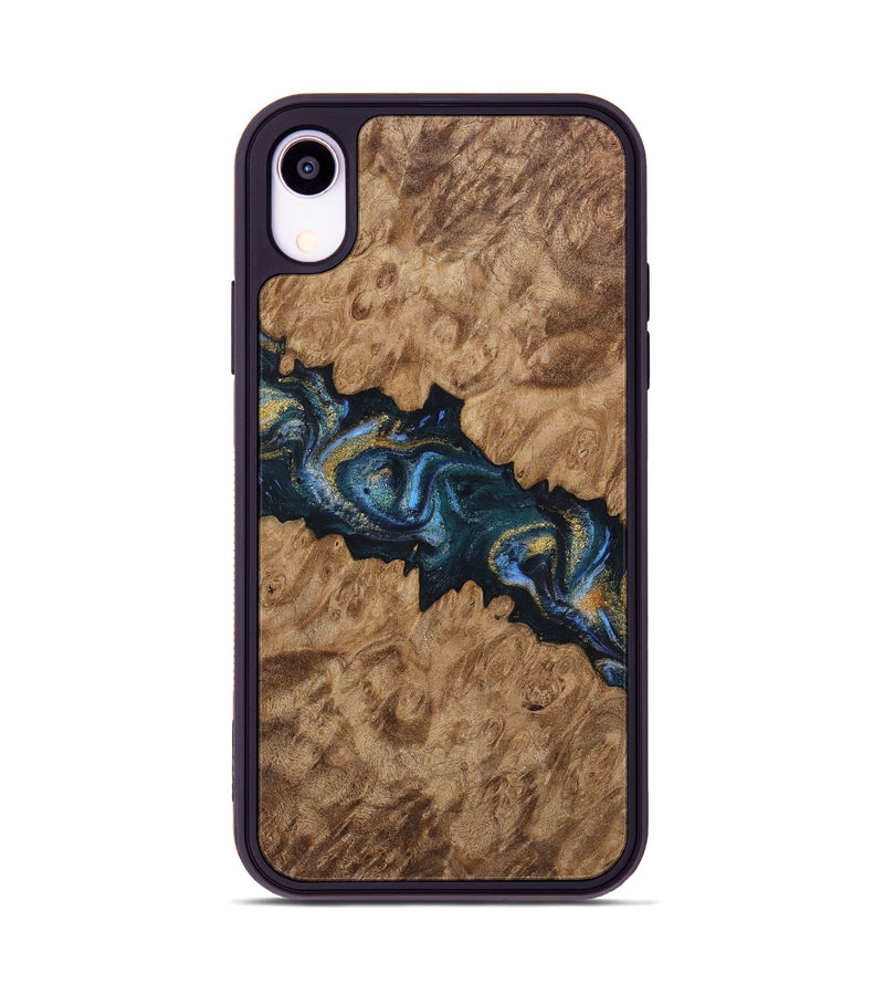 iPhone Xr Wood Phone Case - Harve (Teal & Gold, 730251)