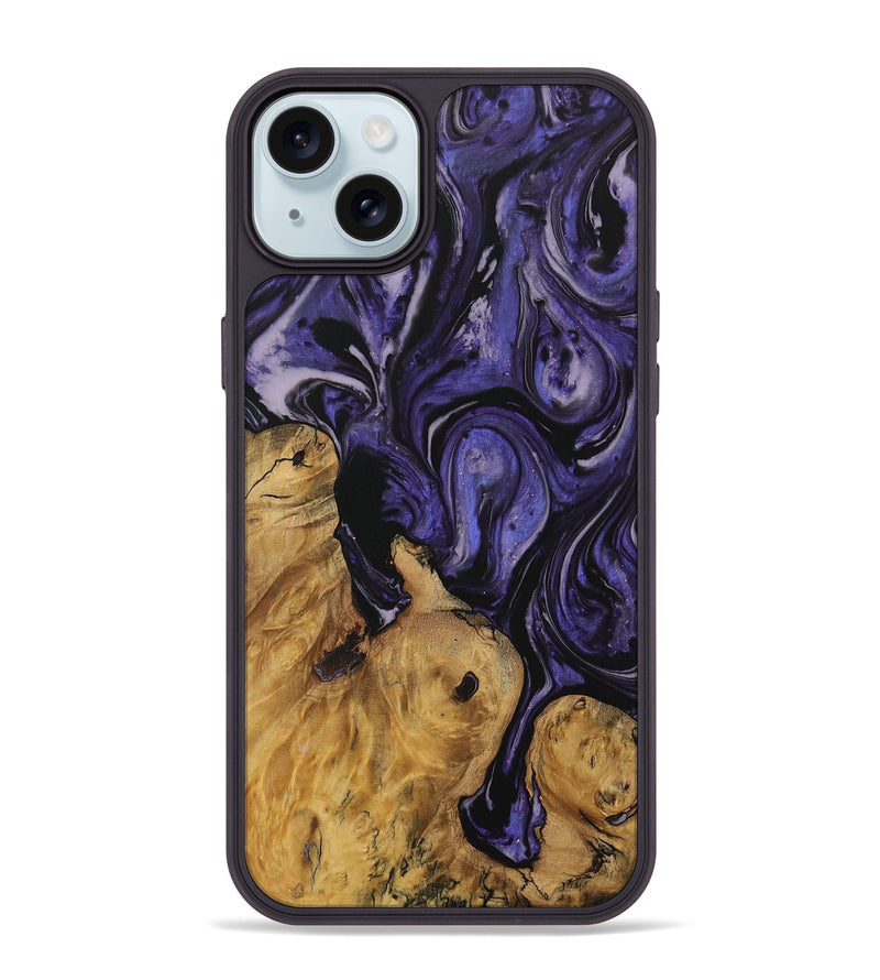 iPhone 15 Plus Wood Phone Case - Savita (Purple, 730268)