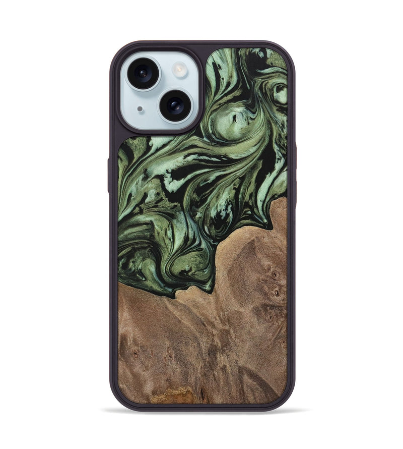 iPhone 15 Wood Phone Case - Kelsie (Green, 730270)