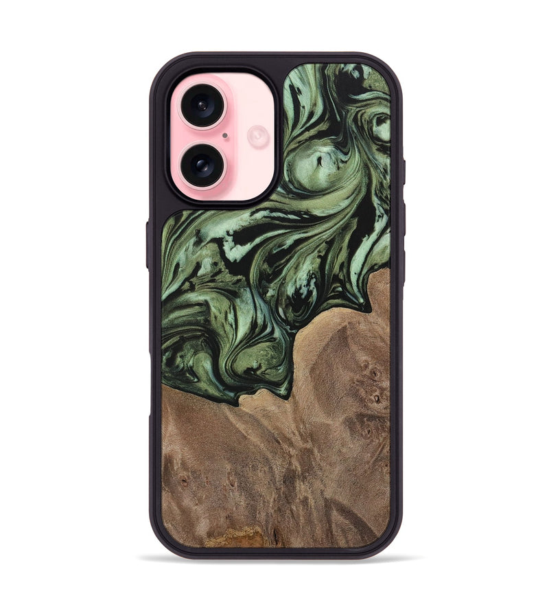 iPhone 16 Wood Phone Case - Kelsie (Green, 730270)