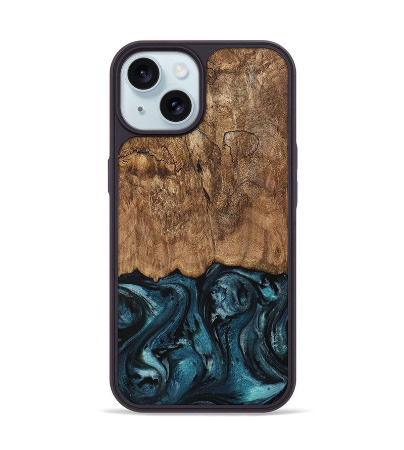 iPhone 15 Wood Phone Case - Ardeth (Blue, 730273)