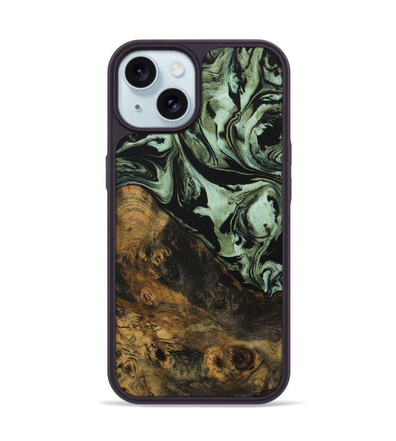 iPhone 15 Wood Phone Case - Zigmund (Green, 730282)