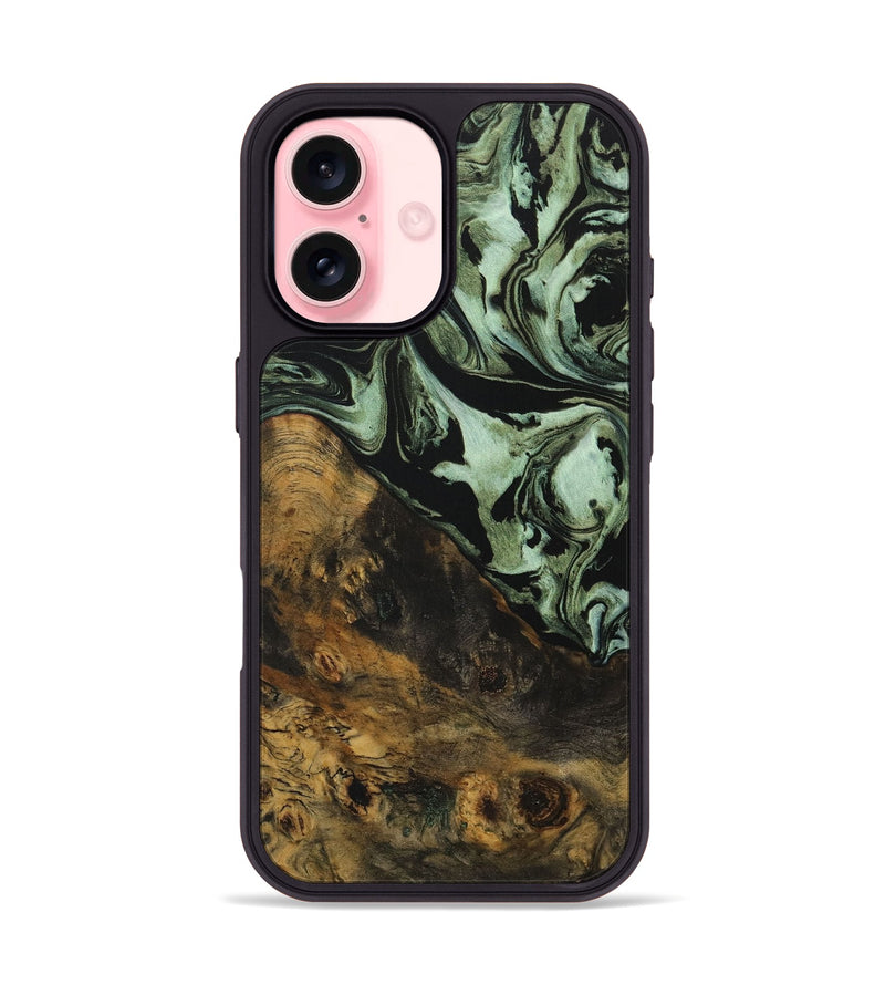 iPhone 16 Wood Phone Case - Zigmund (Green, 730282)