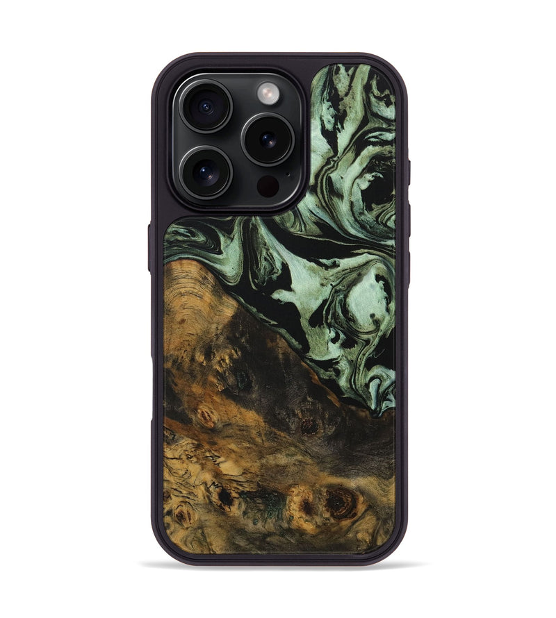 iPhone 16 Pro Wood Phone Case - Zigmund (Green, 730282)