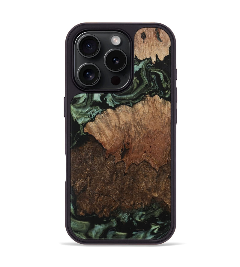 iPhone 16 Pro Wood Phone Case - Cleva (Green, 730285)