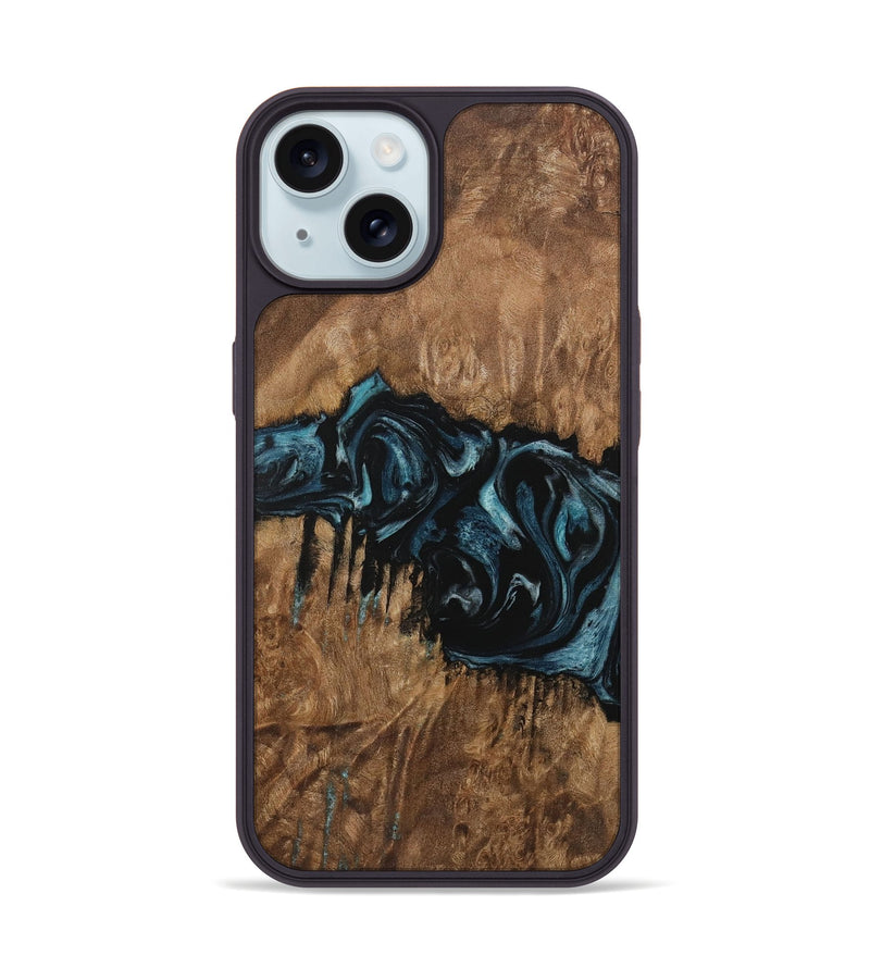 iPhone 15 Wood Phone Case - Ilan (Blue, 730294)