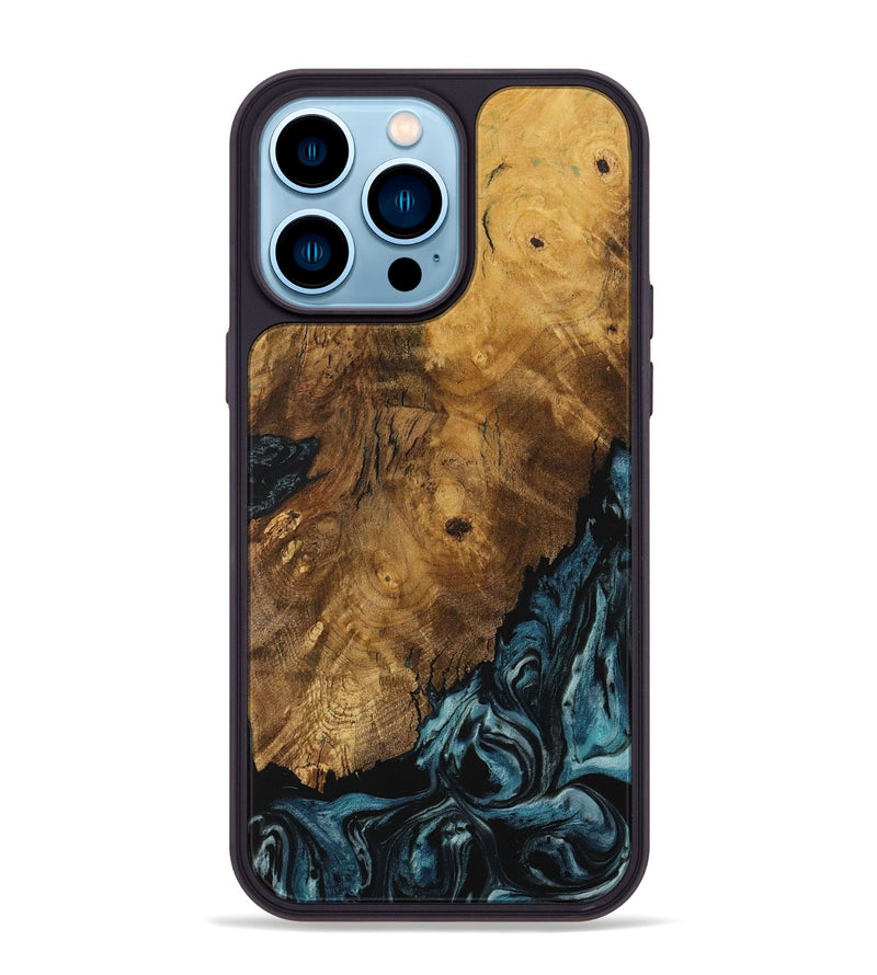 iPhone 14 Pro Max Wood Phone Case - Zillah (Blue, 730296)