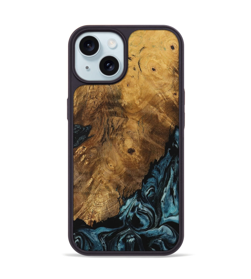 iPhone 15 Wood Phone Case - Zillah (Blue, 730296)