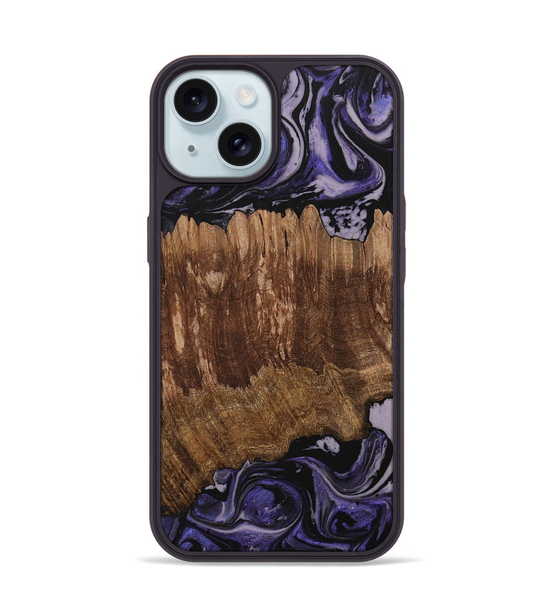 iPhone 15 Wood Phone Case - Margi (Purple, 730306)