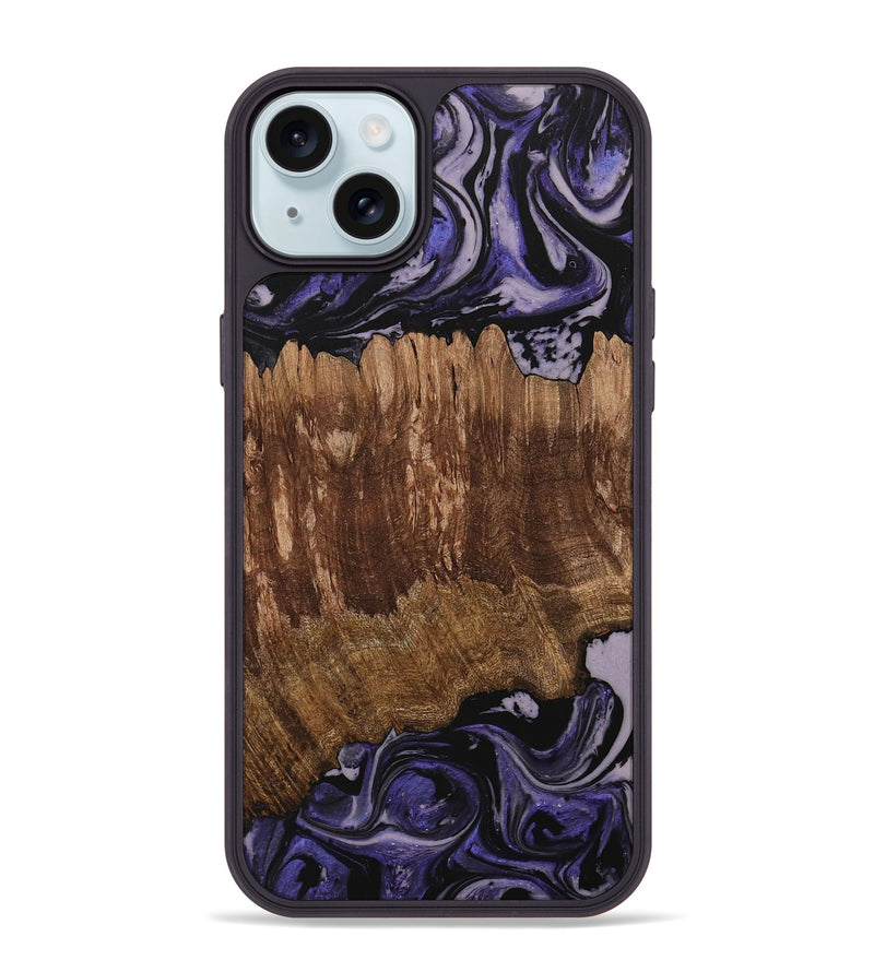 iPhone 15 Plus Wood Phone Case - Margi (Purple, 730306)