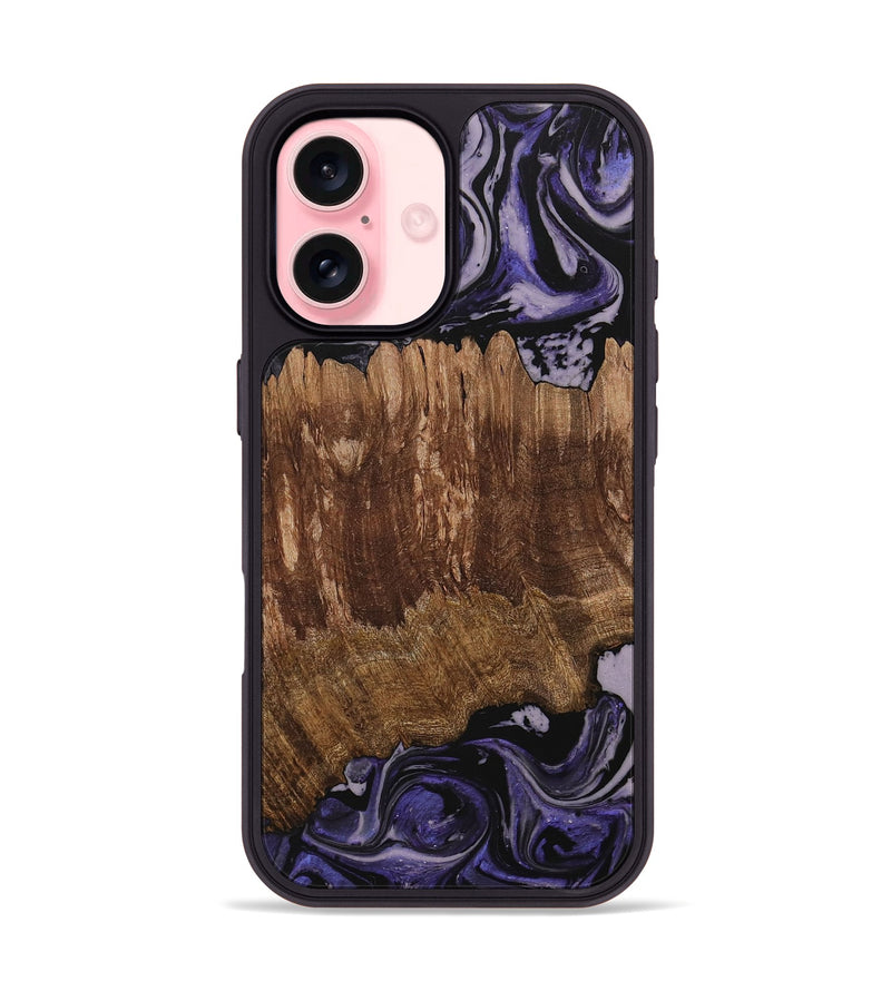 iPhone 16 Wood Phone Case - Margi (Purple, 730306)