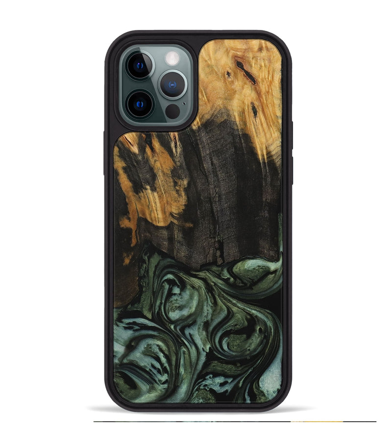 iPhone 12 Pro Max Wood Phone Case - Trista (Green, 730309)