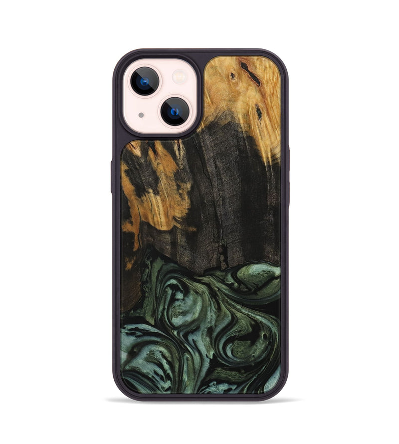 iPhone 14 Wood Phone Case - Trista (Green, 730309)