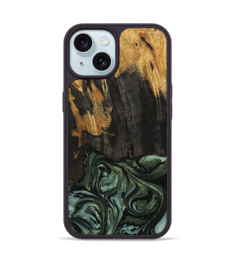 iPhone 15 Wood Phone Case - Trista (Green, 730309)