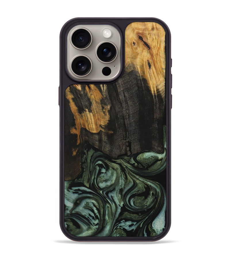 iPhone 15 Pro Max Wood Phone Case - Trista (Green, 730309)