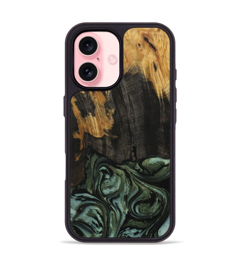 iPhone 16 Wood Phone Case - Trista (Green, 730309)