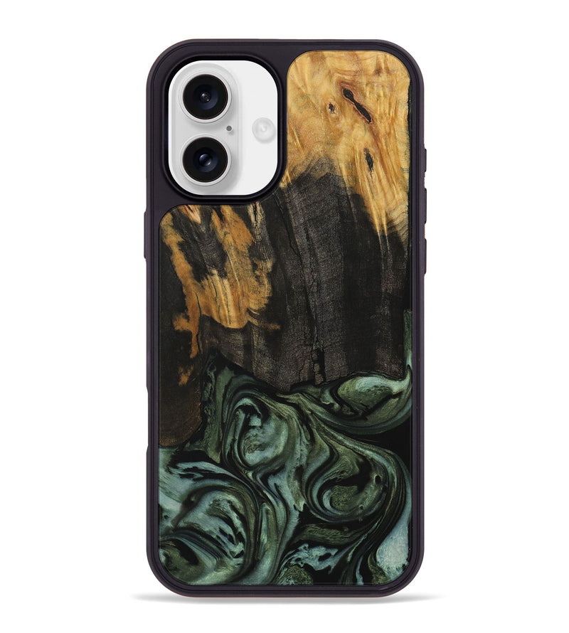 iPhone 16 Plus Wood Phone Case - Trista (Green, 730309)