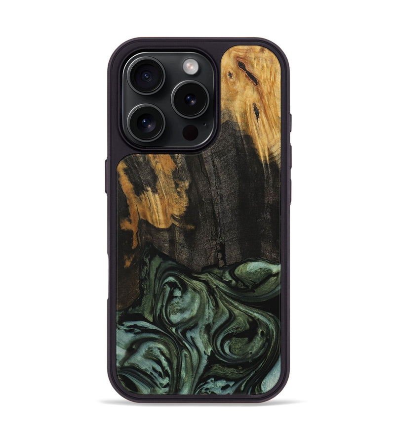 iPhone 16 Pro Wood Phone Case - Trista (Green, 730309)