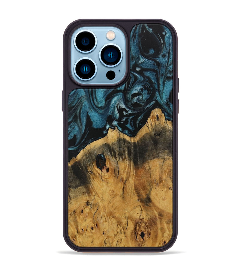 iPhone 14 Pro Max Wood Phone Case - Brianda (Blue, 730322)