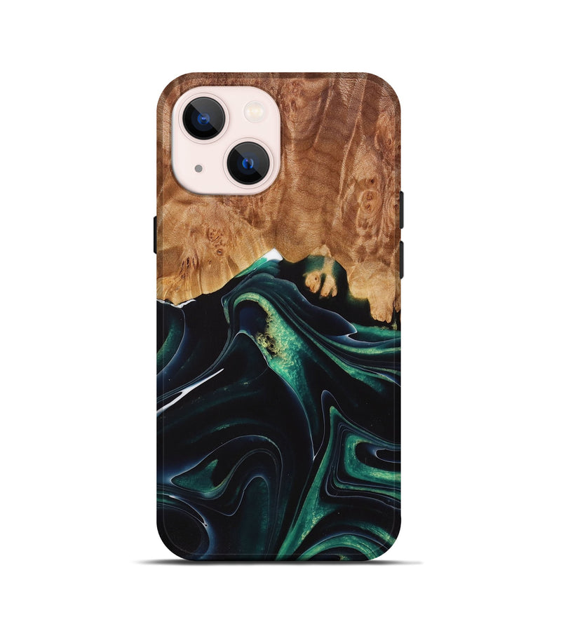 iPhone 13 mini Wood Live Edge Phone Case - Craig (Green, 730338)