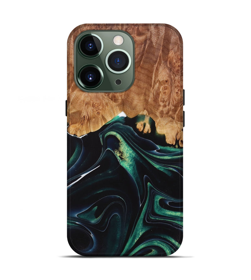 iPhone 13 Pro Wood Live Edge Phone Case - Craig (Green, 730338)