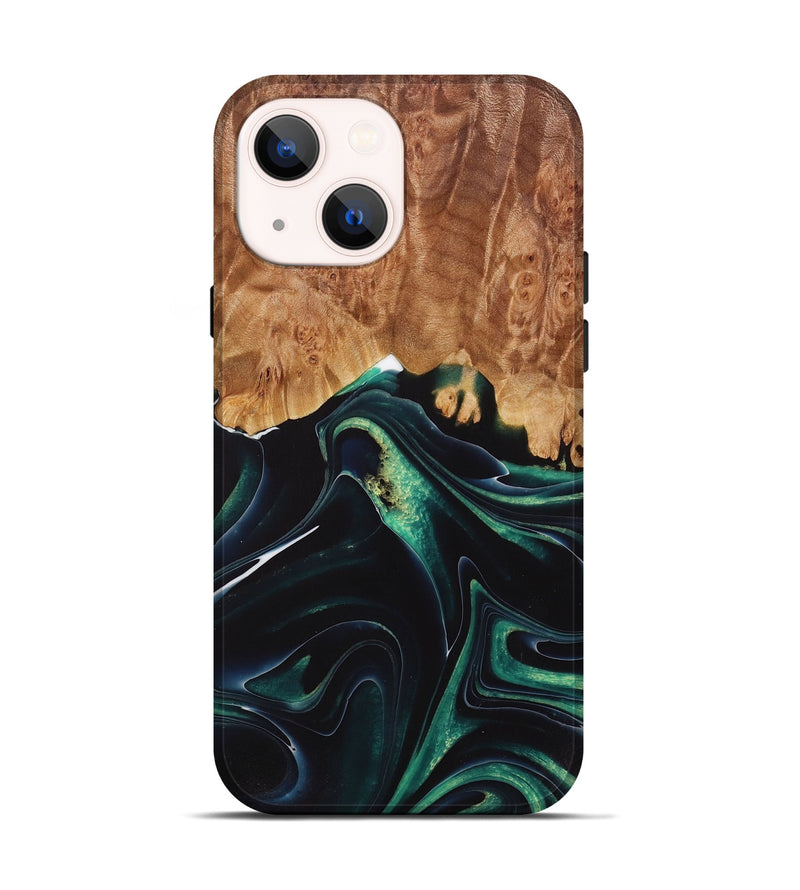 iPhone 14 Wood Live Edge Phone Case - Craig (Green, 730338)