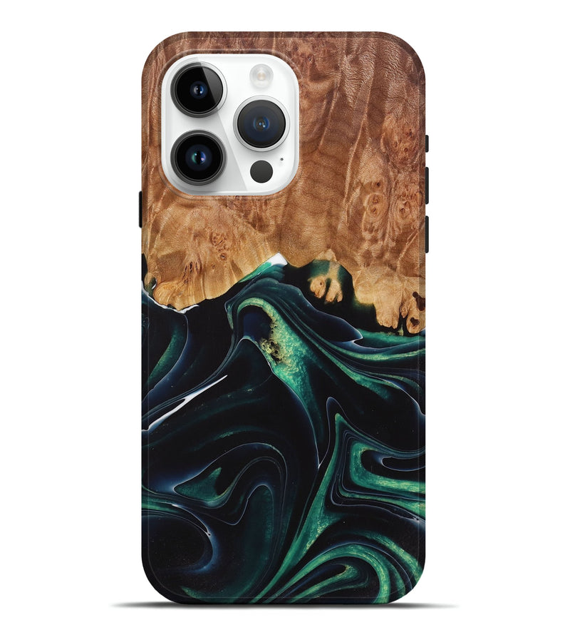 iPhone 15 Pro Max Wood Live Edge Phone Case - Craig (Green, 730338)