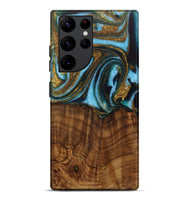 Galaxy S22 Ultra Wood Live Edge Phone Case - Roobbie (Teal & Gold, 730340)