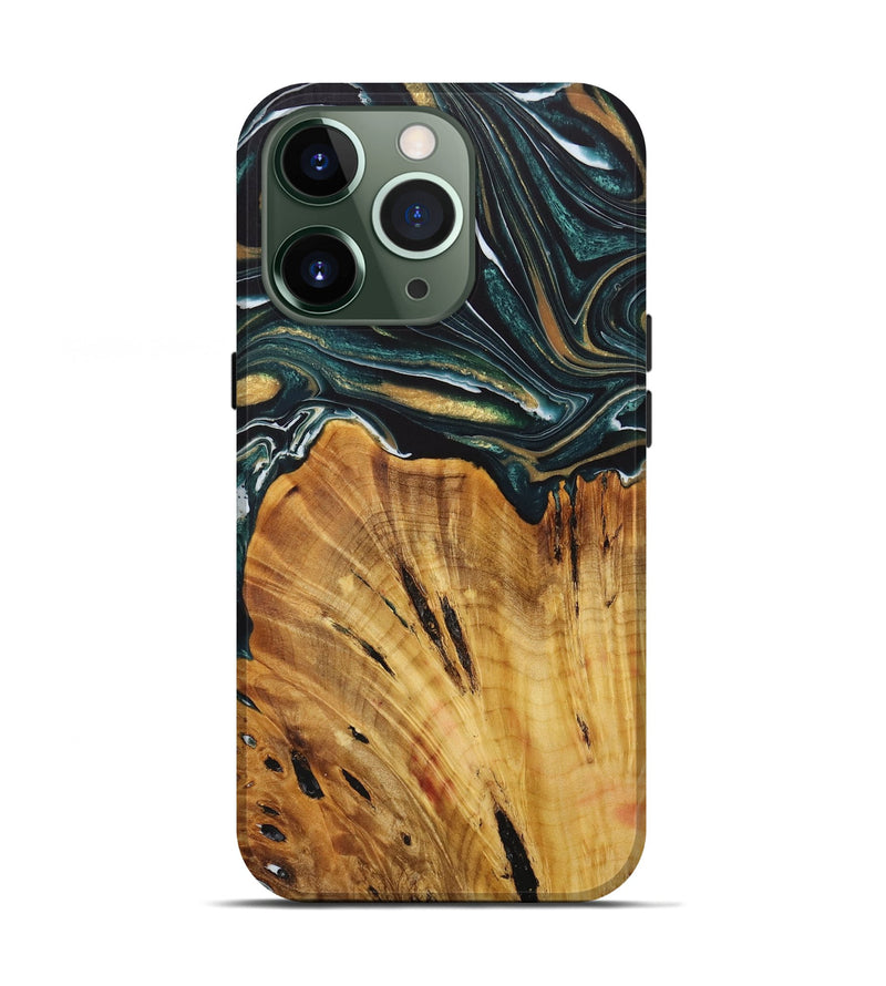 iPhone 13 Pro Wood Live Edge Phone Case - Geety (Green, 730345)