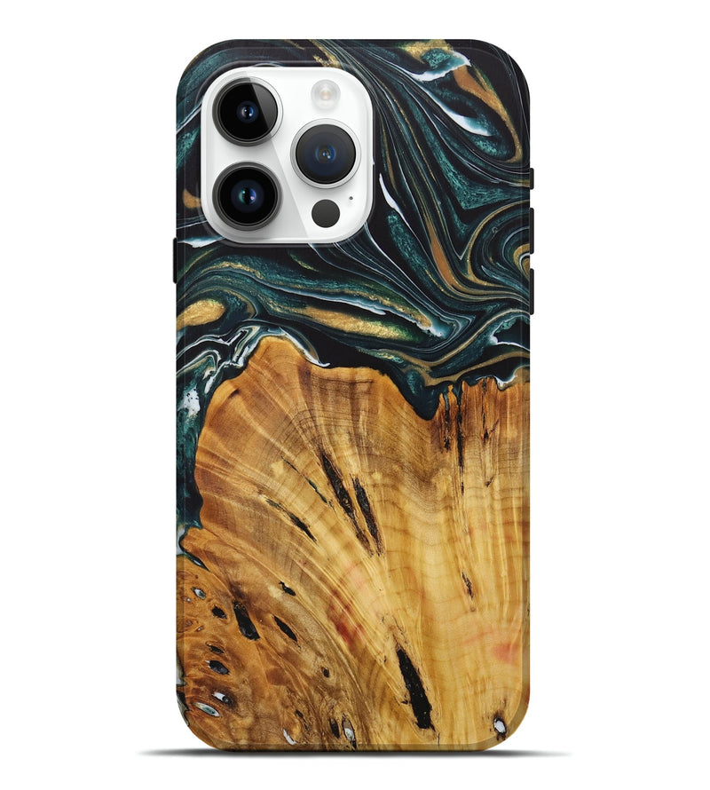 iPhone 15 Pro Max Wood Live Edge Phone Case - Geety (Green, 730345)