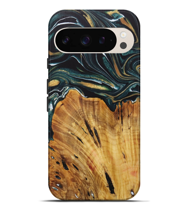 Pixel 9 Pro XL Wood Live Edge Phone Case - Geety (Green, 730345)