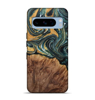 Pixel 8 Pro Wood Live Edge Phone Case - Fanni (Teal & Gold, 730350)