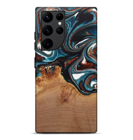 Galaxy S22 Ultra Wood Live Edge Phone Case - Ynez (Teal & Gold, 730351)