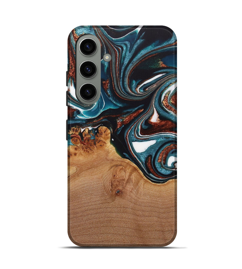 Galaxy S24 Wood Live Edge Phone Case - Ynez (Teal & Gold, 730351)