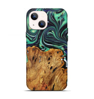 iPhone 13 Wood Live Edge Phone Case - Leann (Green, 730353)